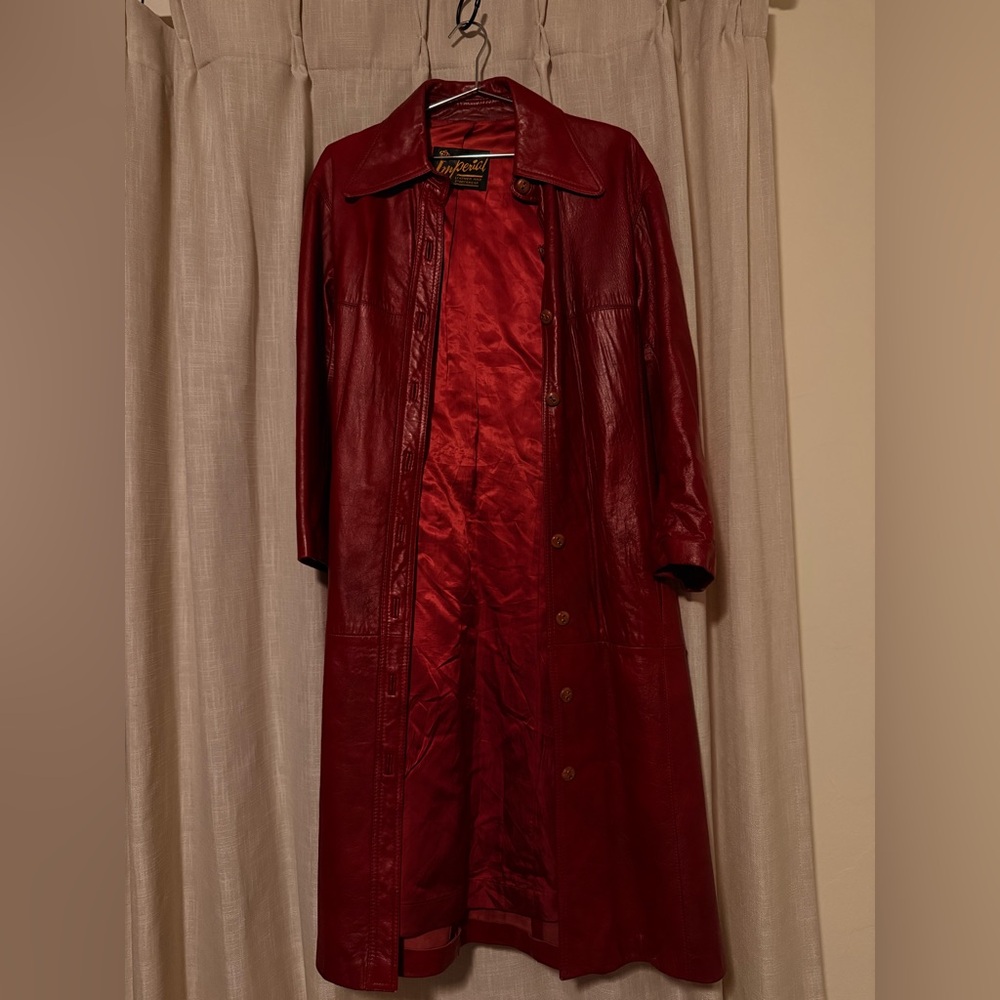Red Leather Trench Coat